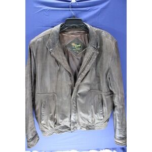 Reed Sportswear Men‎ Genuine Leather Jacket Brown Size L44 Zip Up